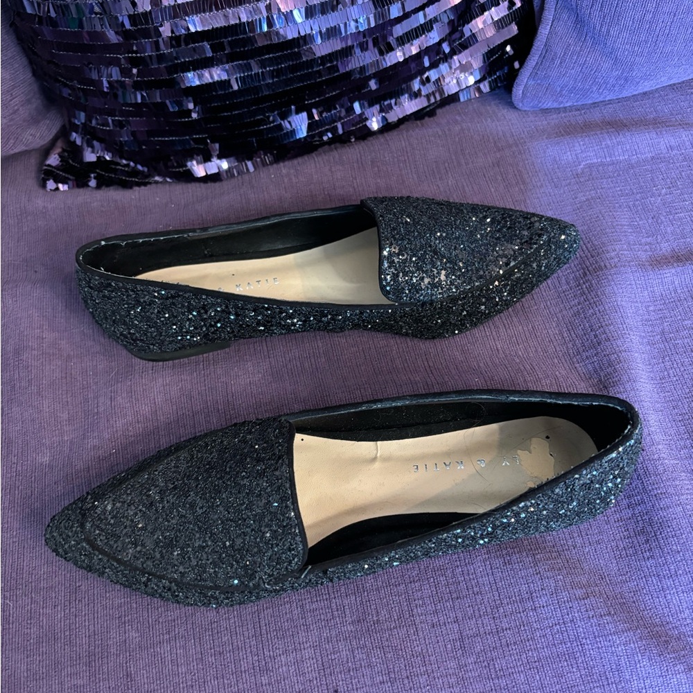 Kelly & Katie Black Glitter Flats with Pointed Toe Size 7.5 NWOT‎ - Picture 4 of 13